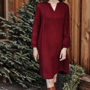 J Jill  XSP 0P  x-small petite Brushed-Twill Pintucked Dress 2021 Holiday line